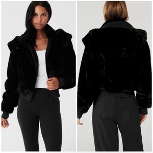 ALO yoga fur bomber jacket NO HOOD size Small